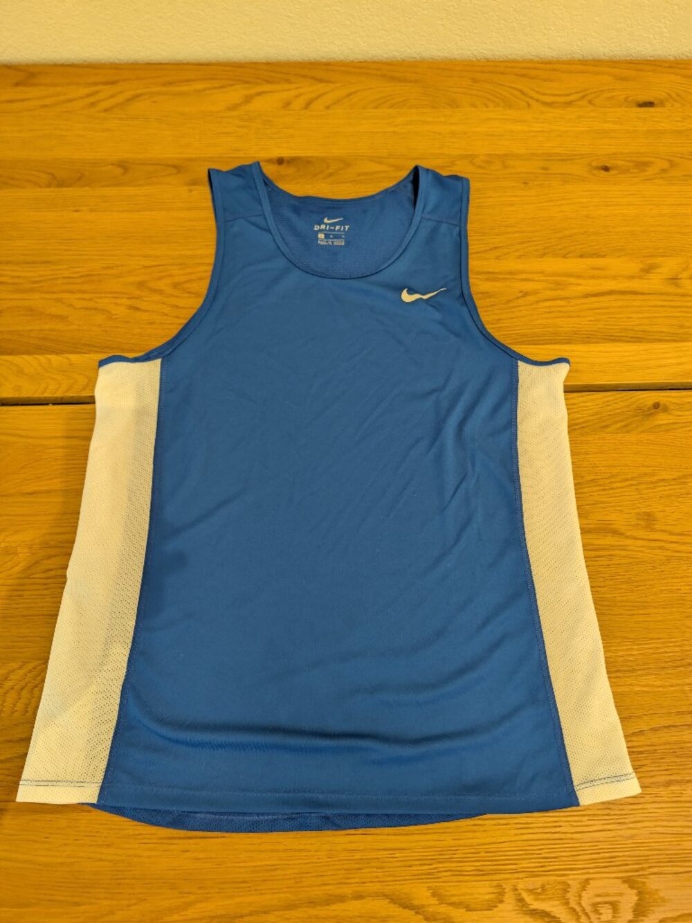 Nike Running Singlet (Blue and White, Men's Medium)